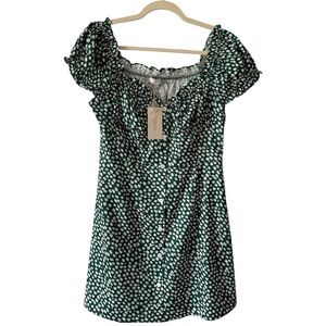 RIHOAS Green and White Floral Mini Dress